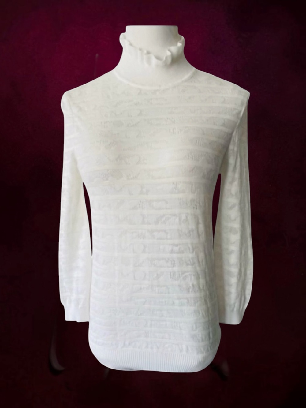New! CHLOE ICONIC MILK RUFFLE NECK SWEATER SIZE SMALL